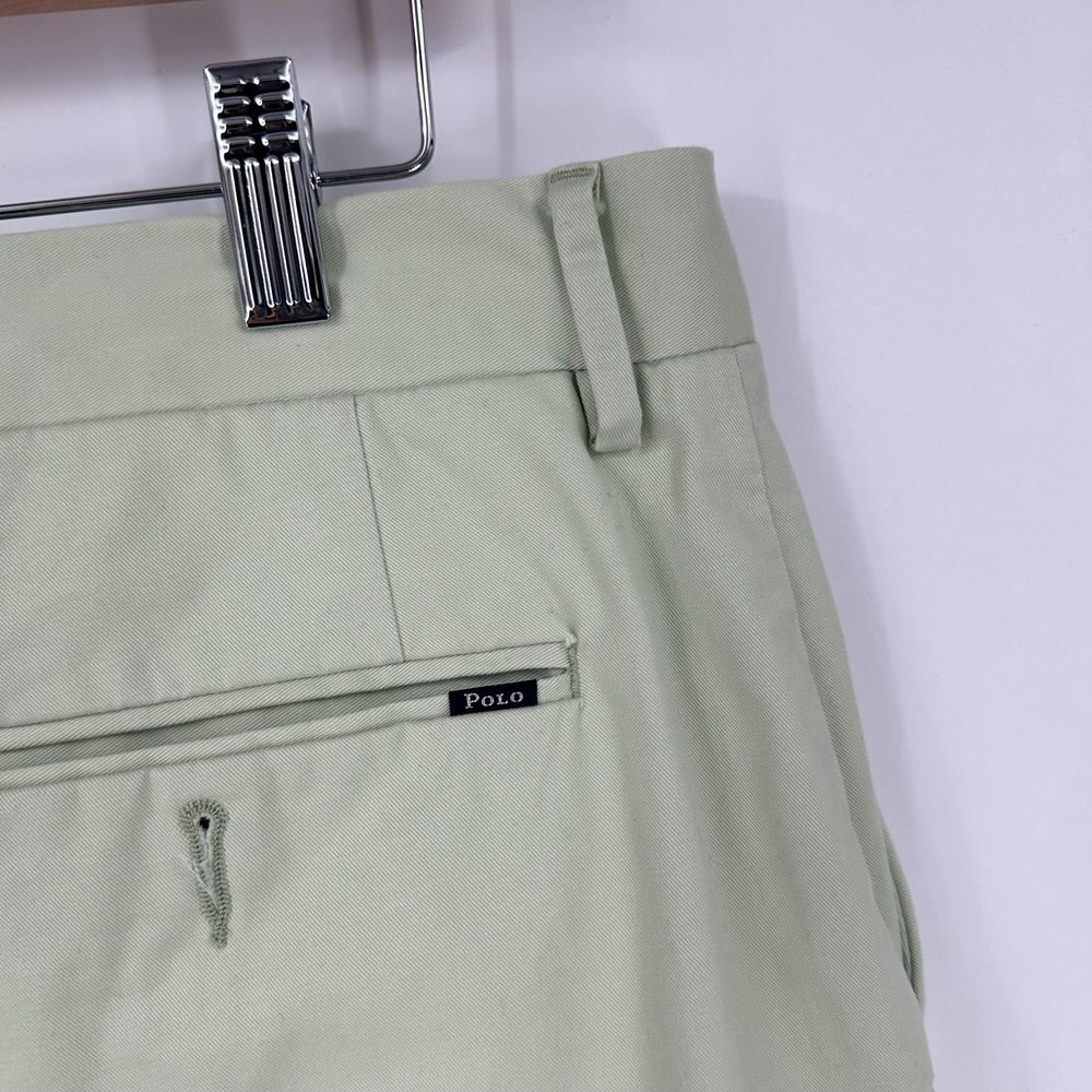 Polo Ralph Lauren Shorts Men 35 Flat‎ Front Light Green Stretch Classic Chino - Picture 7 of 9